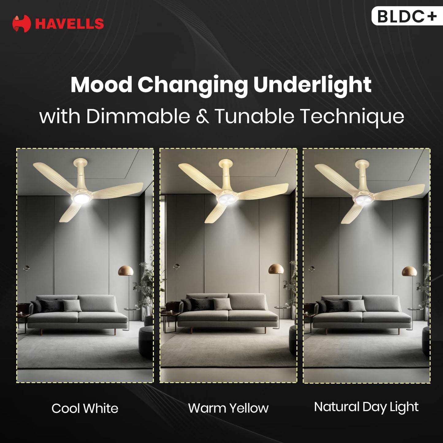 Havells 1200mm Inox BLDC Motor Ceiling Fan | Premium Look with RF Remote, 100% Copper, Upto 60% Energy Saving | Aerodynamic Ribbed Blades, Low Noise, Dust Resistant | (Pack of 1, Pearl White)