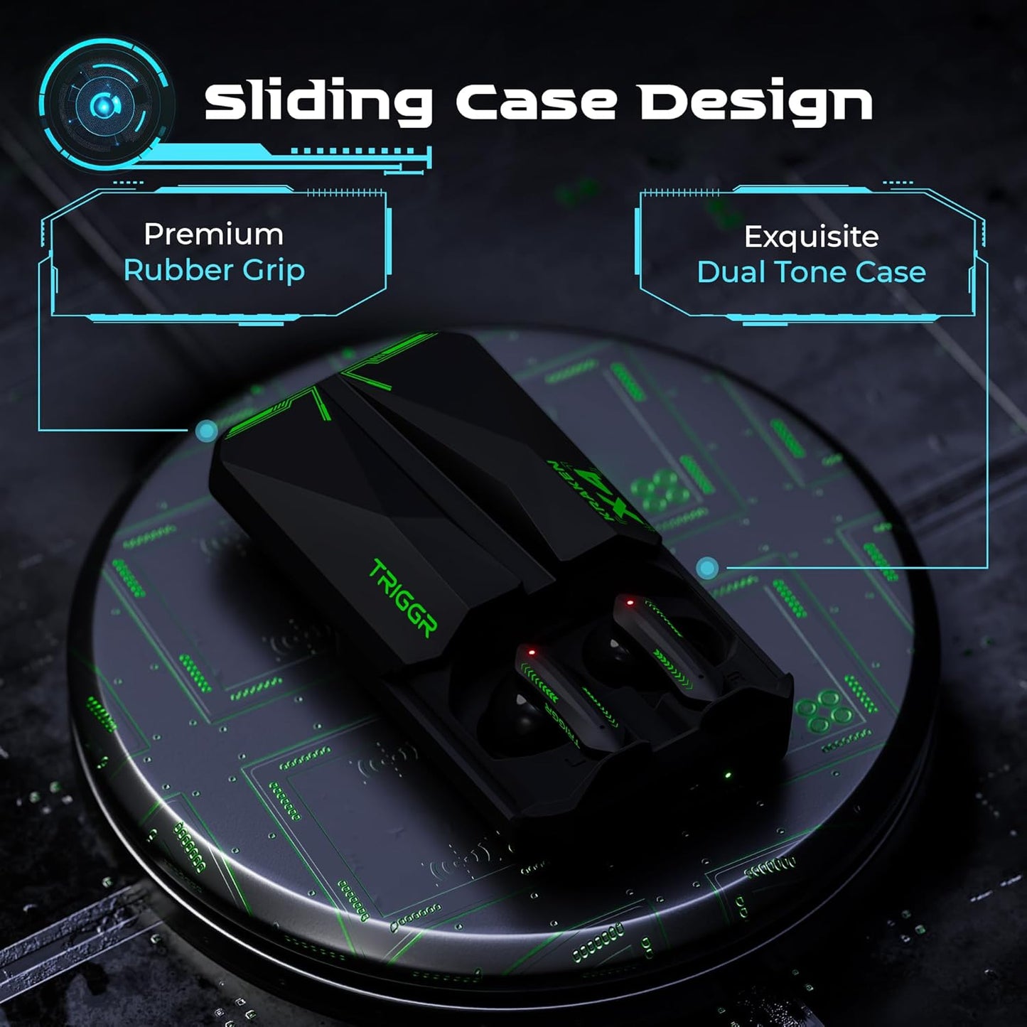 (Open Box) TRIGGR Kraken X4 with 13mm Drivers, 40ms Latency, ENC, 60H Battery, Rubber Finish, v5.4 Bluetooth (Gotham Black, True Wireless)