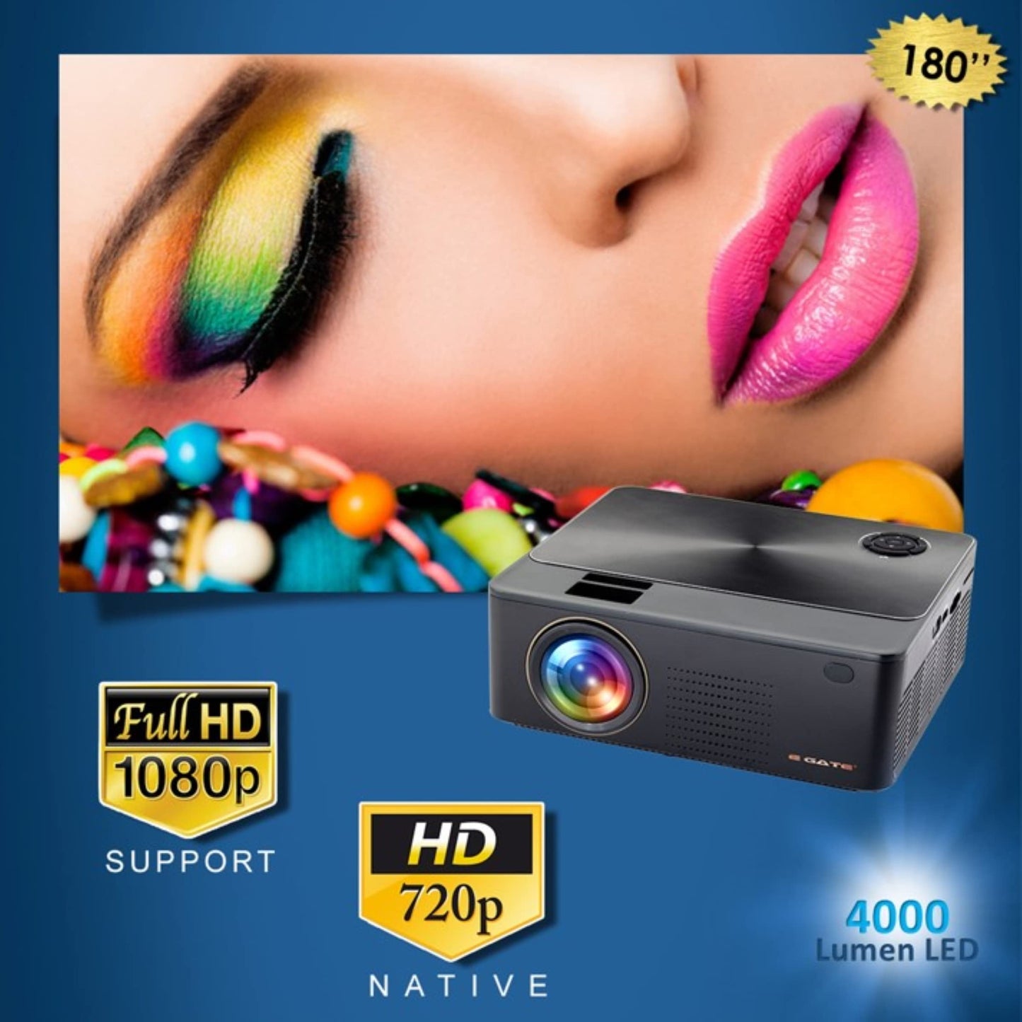 (Open Box) Egate K9 Pro-Max Android FHD 1080p LED Projector,