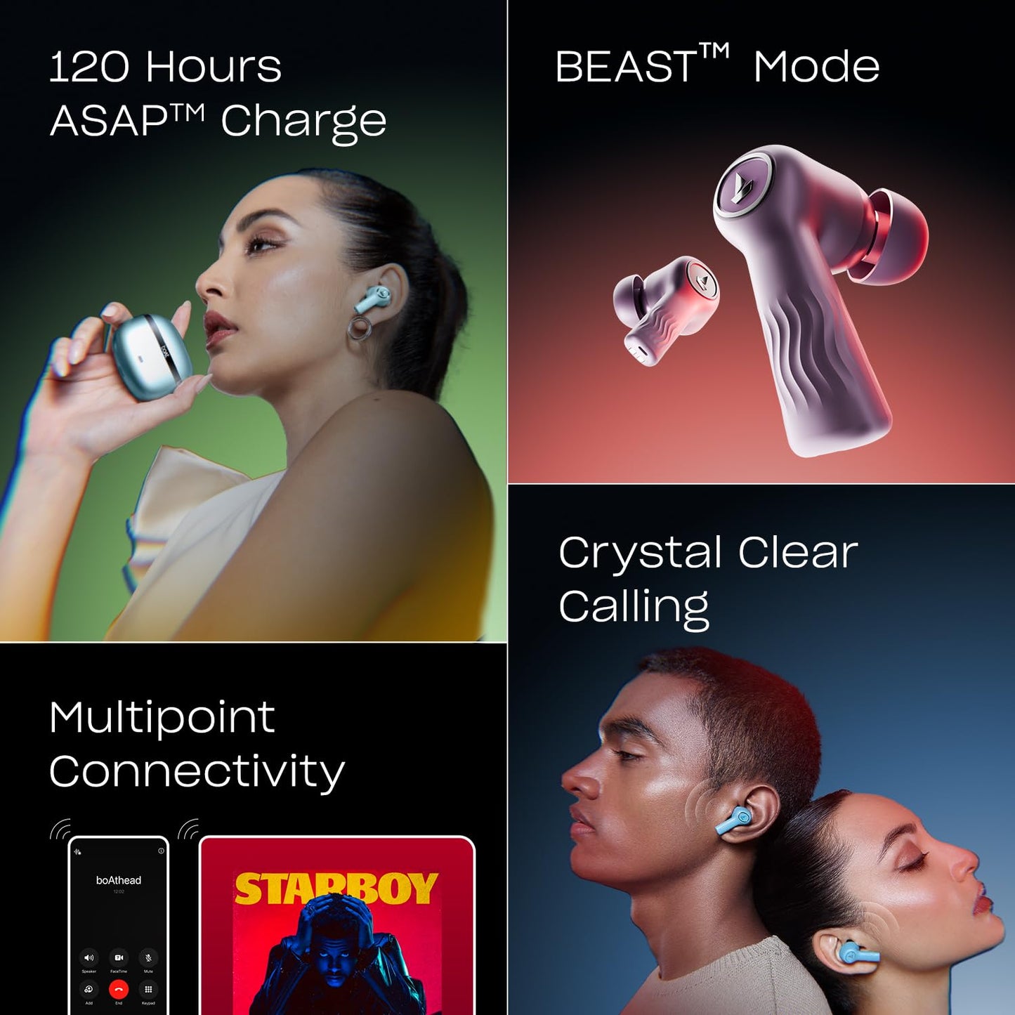 (Open Box) boAt Nirvana Ion ANC 120HRS Battery, Crystal Bionic Sound w/Dual EQ Modes, 4Mics ENx, App Support, Low Latency, IPX4, v.5.2 Bluetooth TWS in Ear Earbuds Wireless Earphones with mic