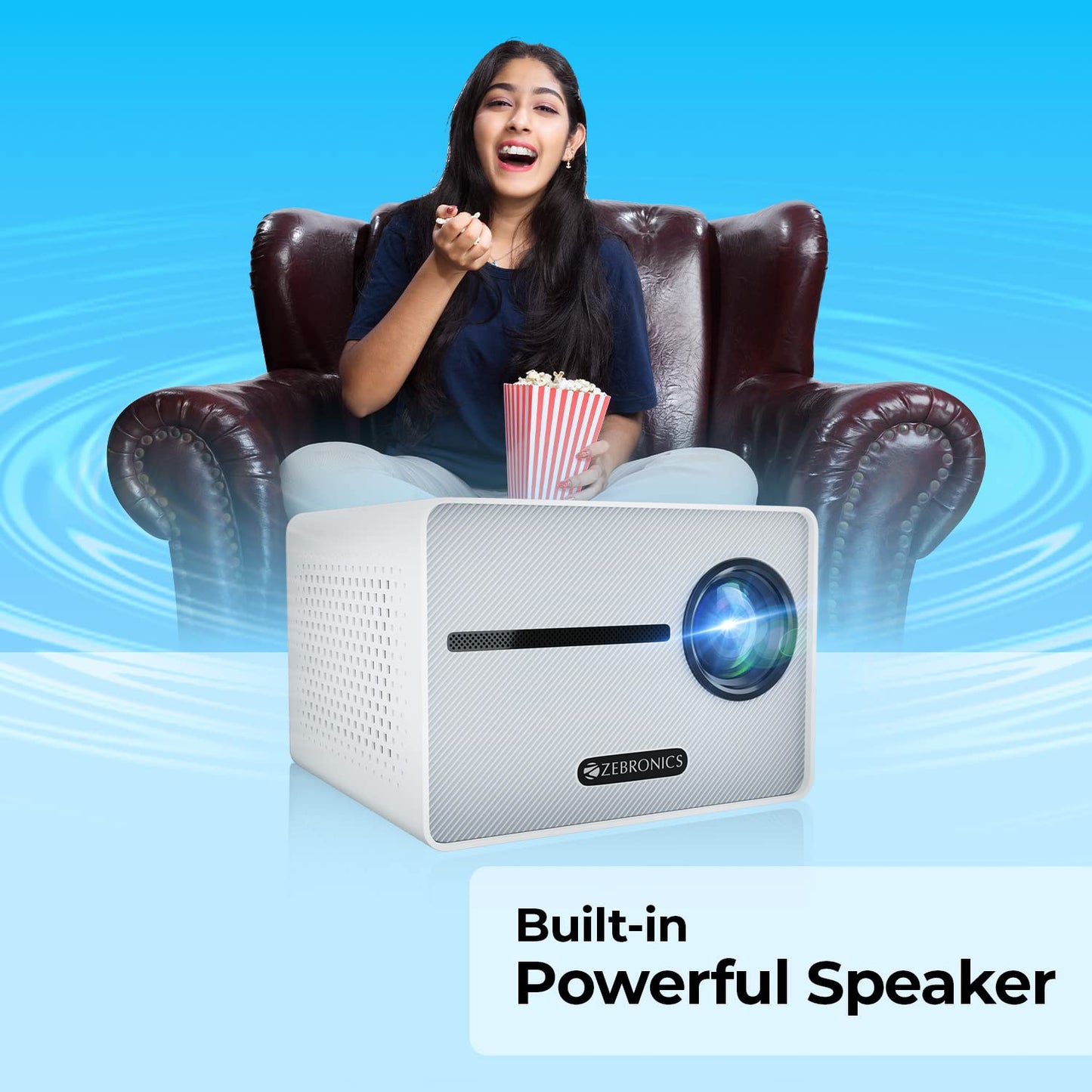(Open Box) Zebronics PIXAPLAY 20 LED Projector with FHD 1080p, HDMI, USBx2, Aux Out, Bluetooth v5.1, Upto 431 cm Screen Size, Built-in-Speaker, 3000 Lumens and a Compact Design