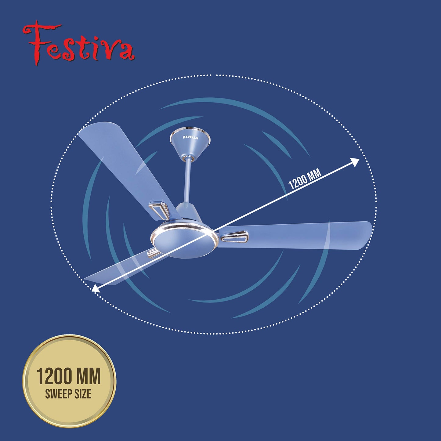 Havells 1200Mm Festiva Prime Bldc Motor Ceiling Fan|5 Stars Cf With Rf Remote, 100% Copper, Upto 57% Energy Saving|Eco Active Technology, 2 Year Warranty|(Pack Of 1, Dusk Chrome)