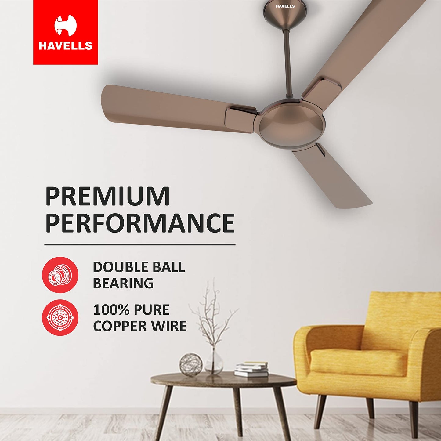 Havells 1200 mm ENTICER ES ESPRESSO BROWN COPPER, 2 Star