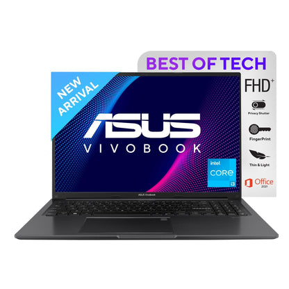 (Brand Refurbished)ASUS Vivobook 16, IntelCore i3-1215U 12th Gen, Thin and Light Laptop, 16-inch (40.64 cm) FHD+, (8 GB RAM/512GB SSD/Windows 11/Fingerprint/Black/1.88kg), X1605ZAB-MB322WS