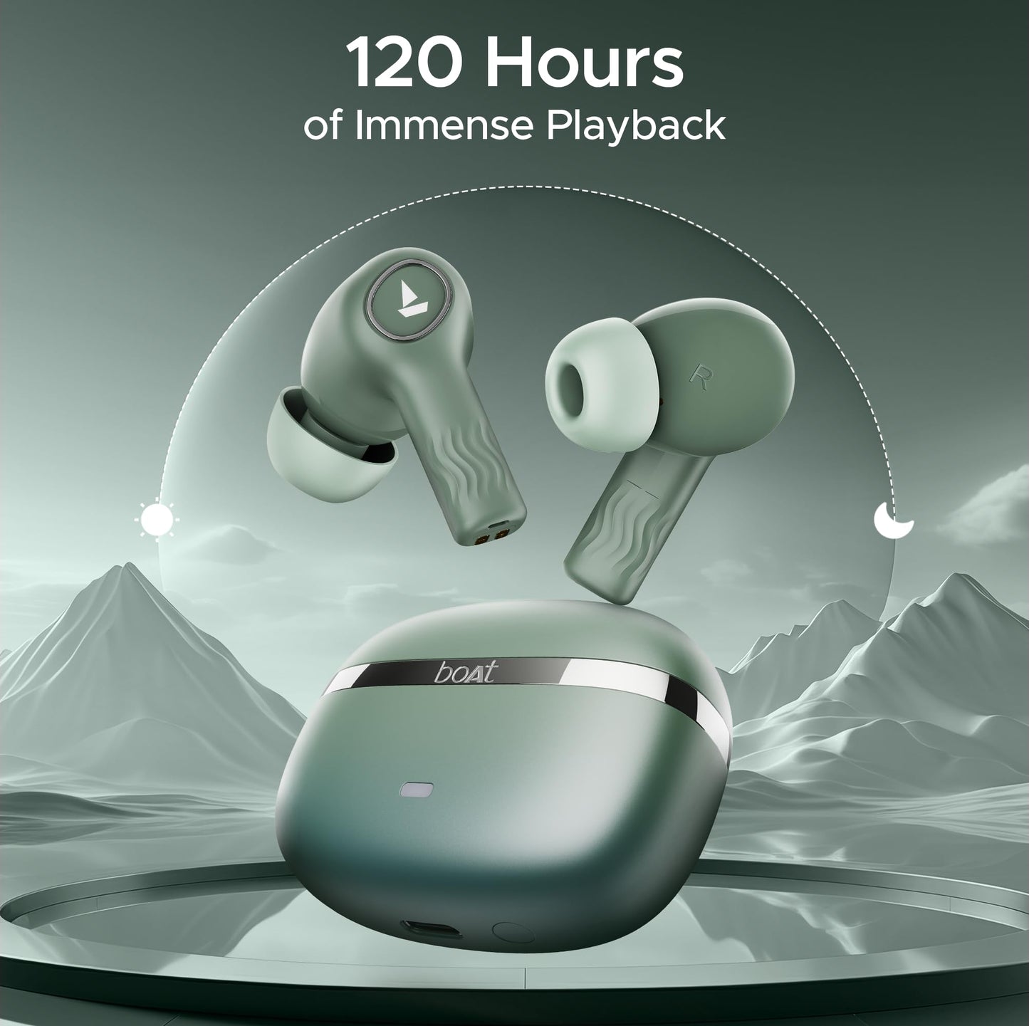 (Open Box) boAt Nirvana Ion ANC 120HRS Battery, Crystal Bionic Sound w/Dual EQ Modes, 4Mics ENx, App Support, Low Latency, IPX4, v.5.2 Bluetooth TWS in Ear Earbuds Wireless Earphones with mic