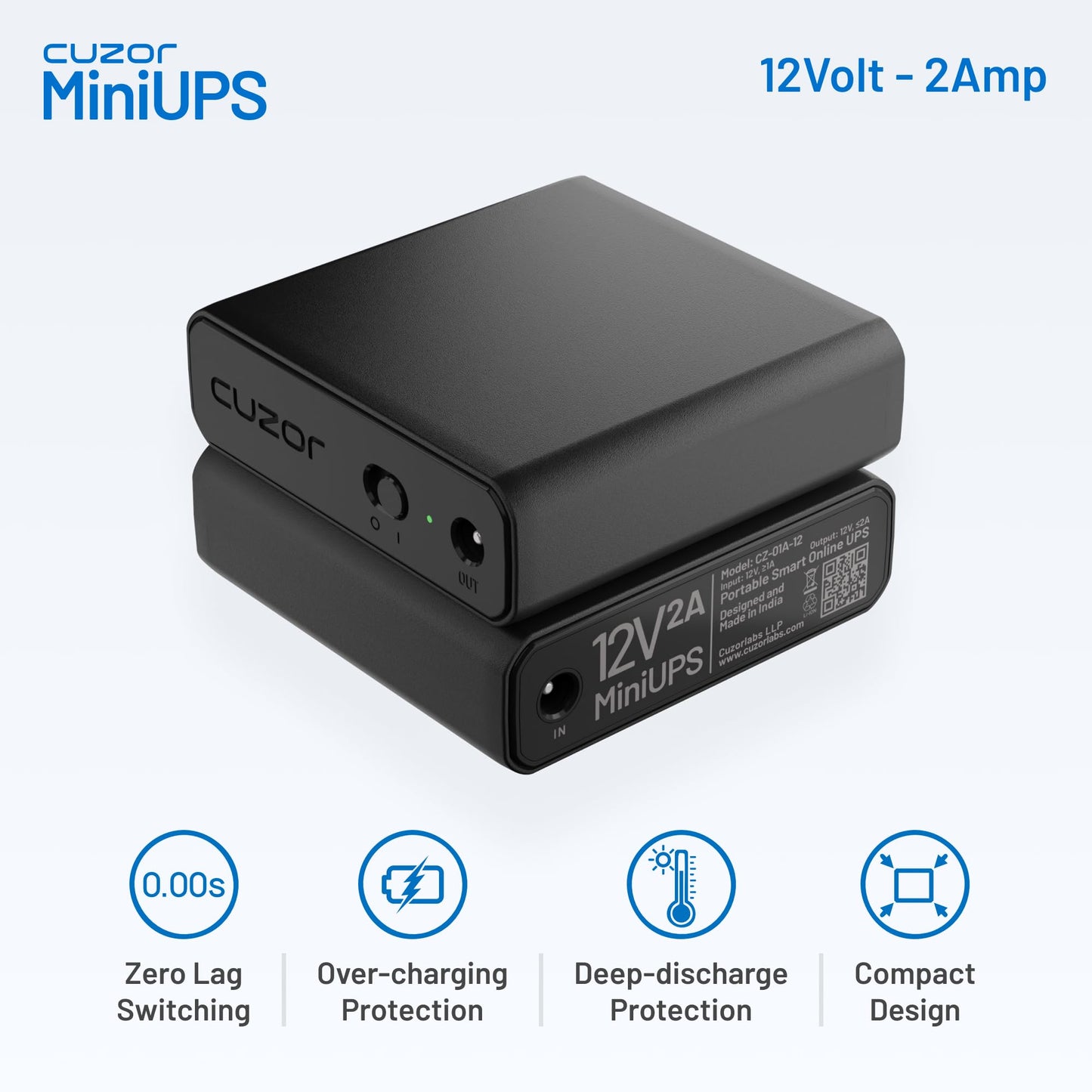 (Open Box)Cuzor Mini UPS for 12V WiFi Router | Backup up to 5 Hours | 2x2900 mAh Battery | Power Backup for WiFi Router | ups for uninterrupted Wi-Fi| Portable UPS | WiFi ups