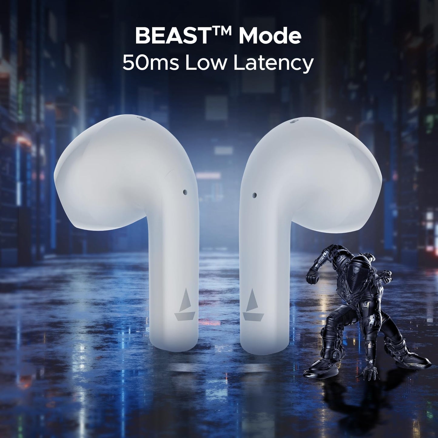 (Open Box) boAt Airdopes 125 TWS Earbuds with 50 hrs Playtime,Quad Mics with ENxᵀᴹ Tech,ASAPᵀᴹ Charging,IWPᵀᴹ Tech, BEASTᵀᴹ Mode with 50 ms Low Latency,BTv5.3, IPX5