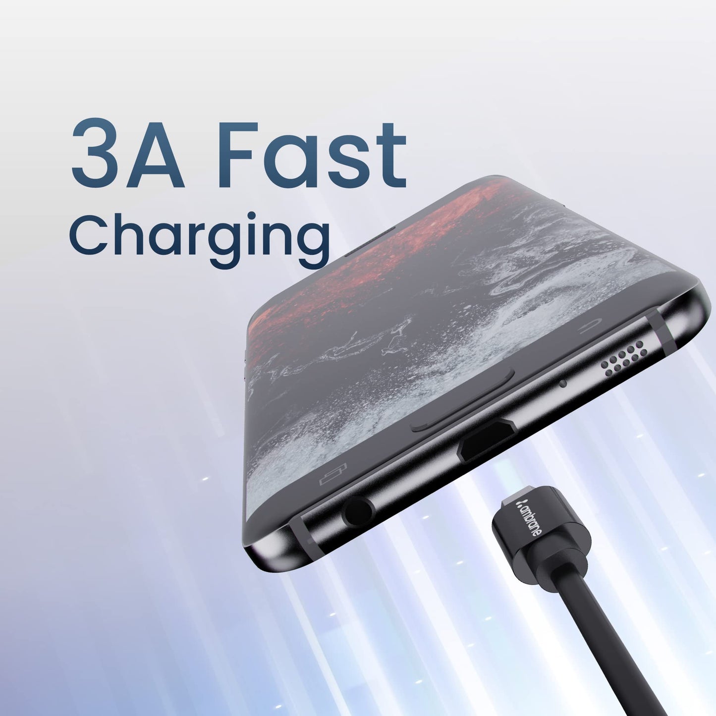 (Open Box) Ambrane 2.4A Fast Charging Output Cable with Micro to USB for Mobile, Neckband, True Wireless Earphone Charging, 480mbps Data Sync Speed, 1m Length (ACM - AZ1, Black)