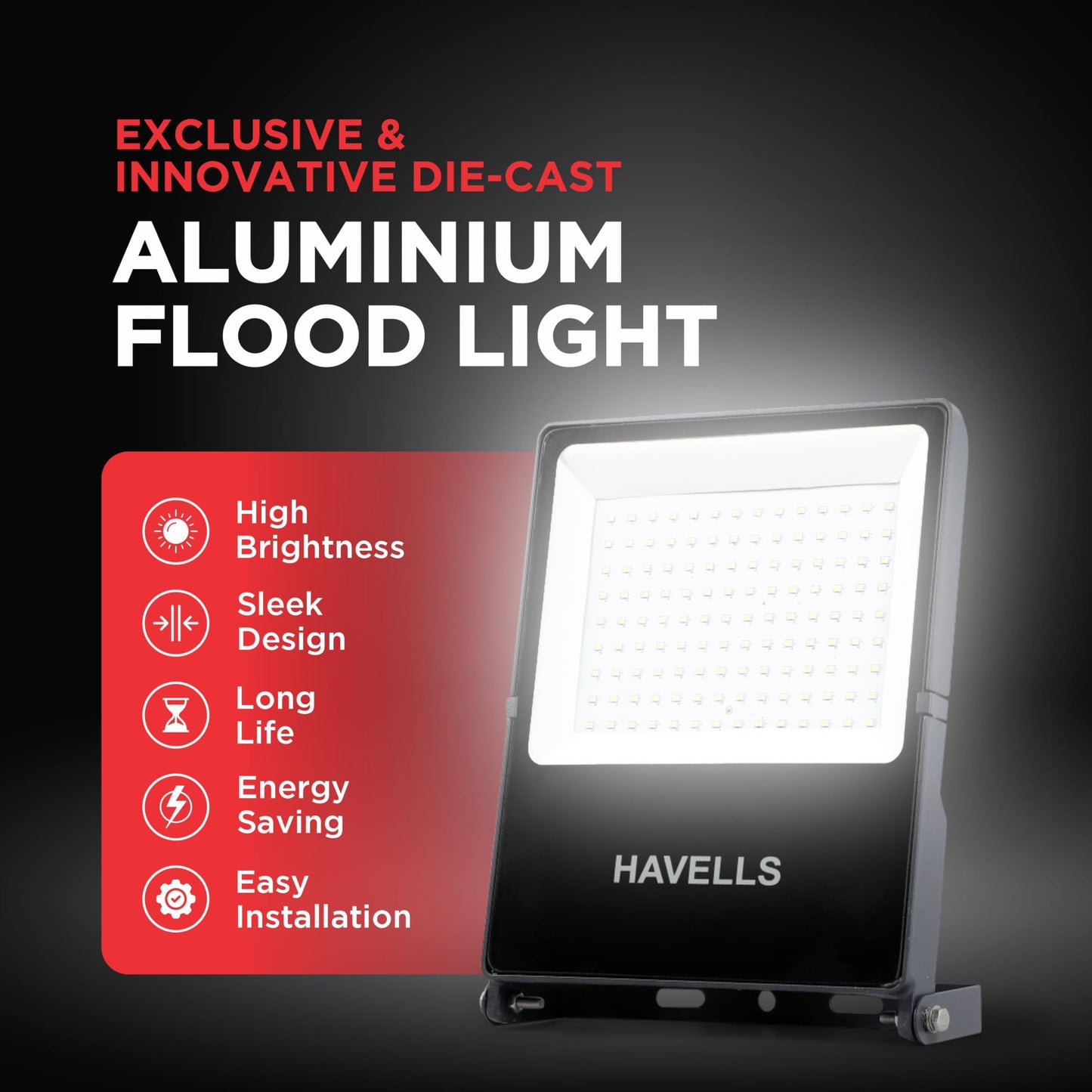 Havells 100W LED Flood Light, Centura Neo 6K IP66 Waterproof Led Lights with 120° Wide Beam-LED Lamp Lights for Yard, Factory,Garden, Playground & Home