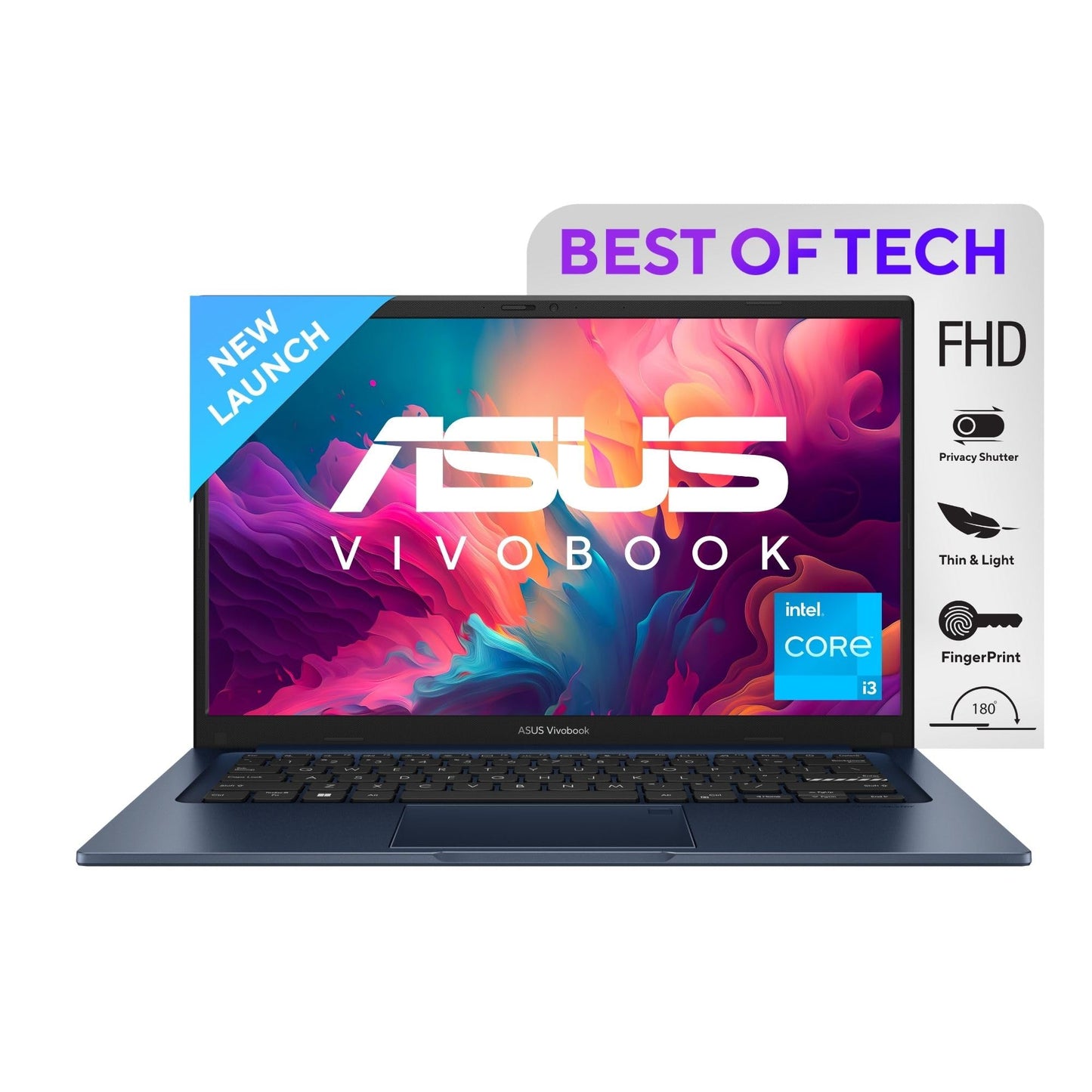 (Brand Refurbished)ASUS Vivobook 16, IntelCore i3-1215U 12th Gen, Thin and Light Laptop, 16-inch (40.64 cm) FHD+, (8 GB RAM/512GB SSD/Windows 11/Fingerprint/Black/1.88kg), X1605ZAB-MB322WS