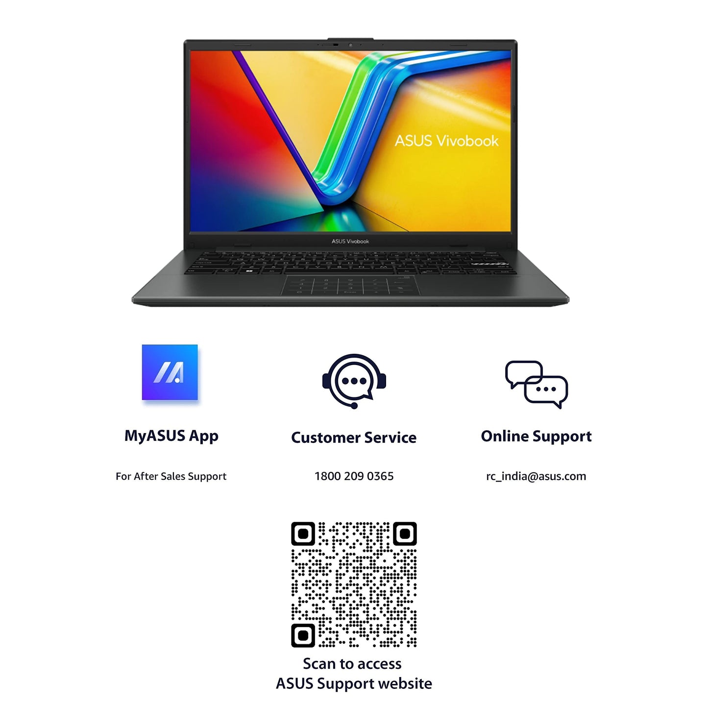 (Brand Refurbished)ASUS Vivobook Go 14 (2023), AMD Ryzen 3 7320U, 14-inch (35.56 cm) FHD, Thin & Light Laptop (8GB/512GB SSD/Windows 11/Office 2021/Alexa Built-in/Mixed Black/1.38 kg), E1404FA-NK322WS