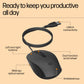 (Open Box)HP 150 Wired Mouse- Elegant Ergonomic Design, 1600 DPI Optical Tracking, USB Plug & Play / 3 Years Warranty (240J6AA), Black