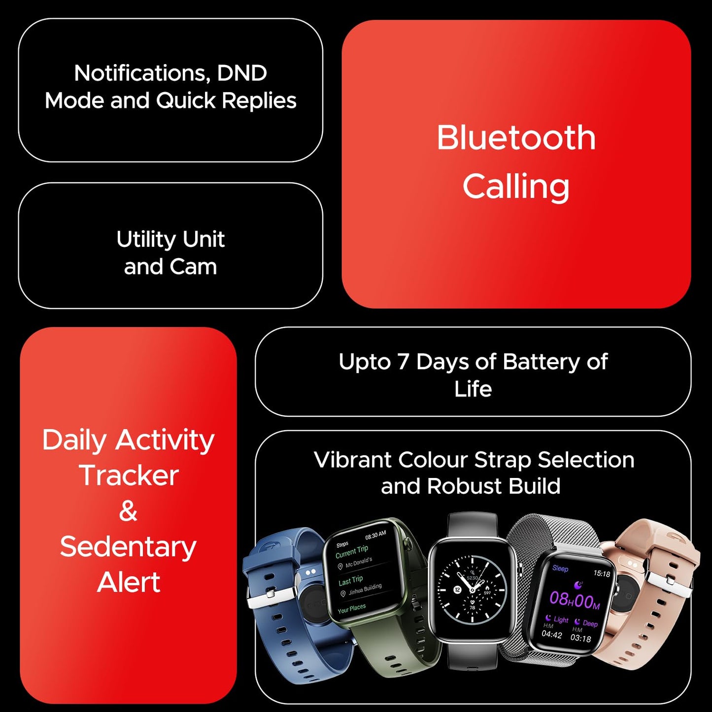 (Open Box) boAt Storm Call 3 w/TBT Navigation, Daily Activity Tracker, DIY Watch Face Studio,700+ Active Modes, 1.83" (4.6 cm) HD Display Fitness Smart Watch for Men & Women(Active Black)