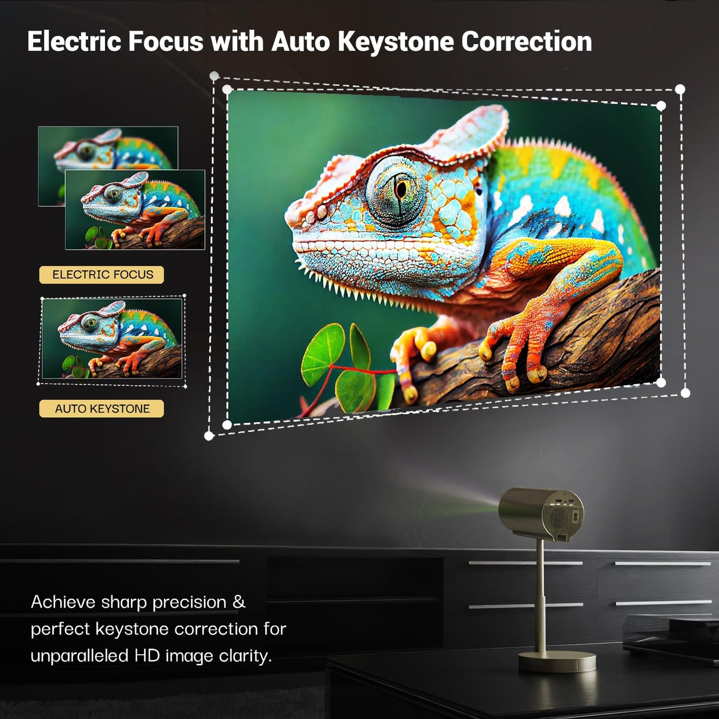(Open Box) Lifelong Lightbeam Smart Projector for Home 4K Support, Native 720p HD Resolution, 2500 Lumen, Rotabable Design, Speaker, Android 11 with Built-in Apps (Netflix, Prime, Youtube) WiFi, 100''Max Display