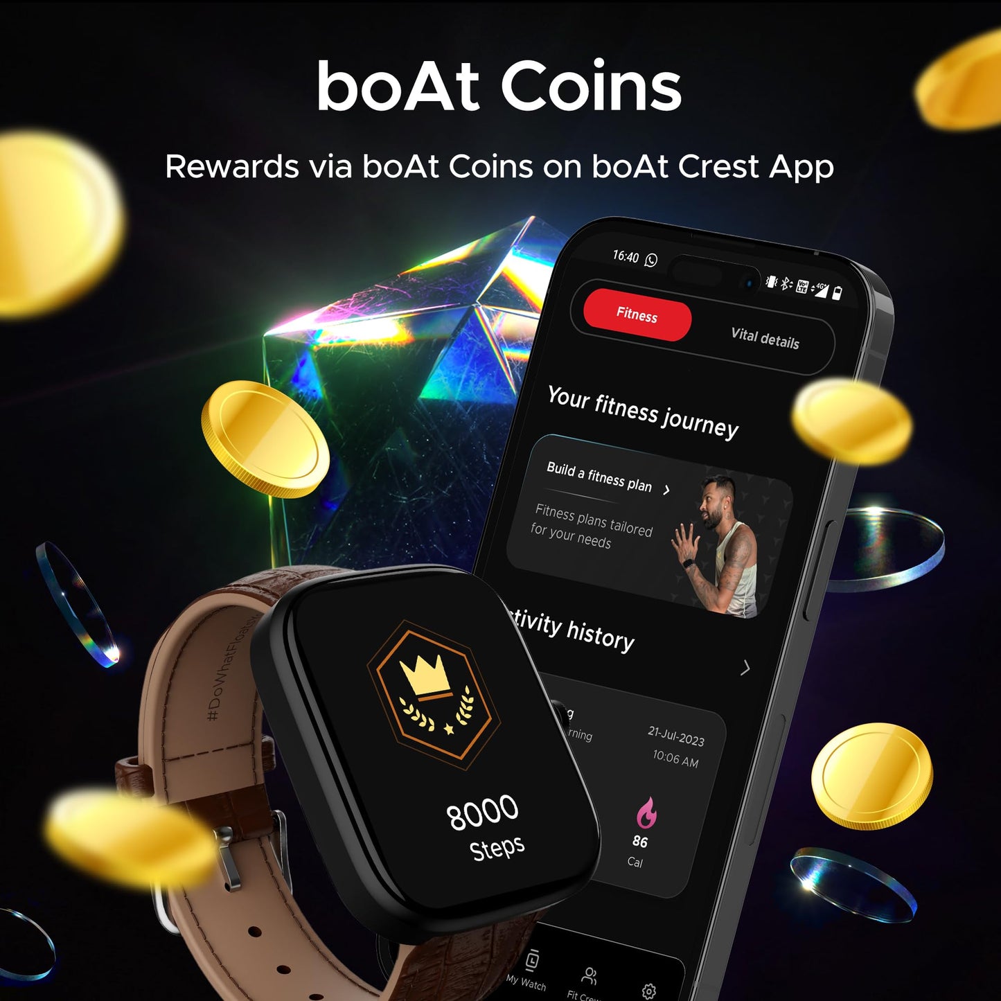 (Open Box) boAt Ultima Prism Smart Watch w/ 1.96" (4.9 cm) AMOLED Display, BT Calling, 700+ Activities, Always on Display, Female Wellness, IP67 Dust, Sweat & Splash Resistance, HR & SpO2(Steel Black)