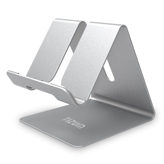 (Open Box) Tizum Aluminium Portable Stand with Convenient Charging Port Design for All Smartphone Mobile Holder - Silver