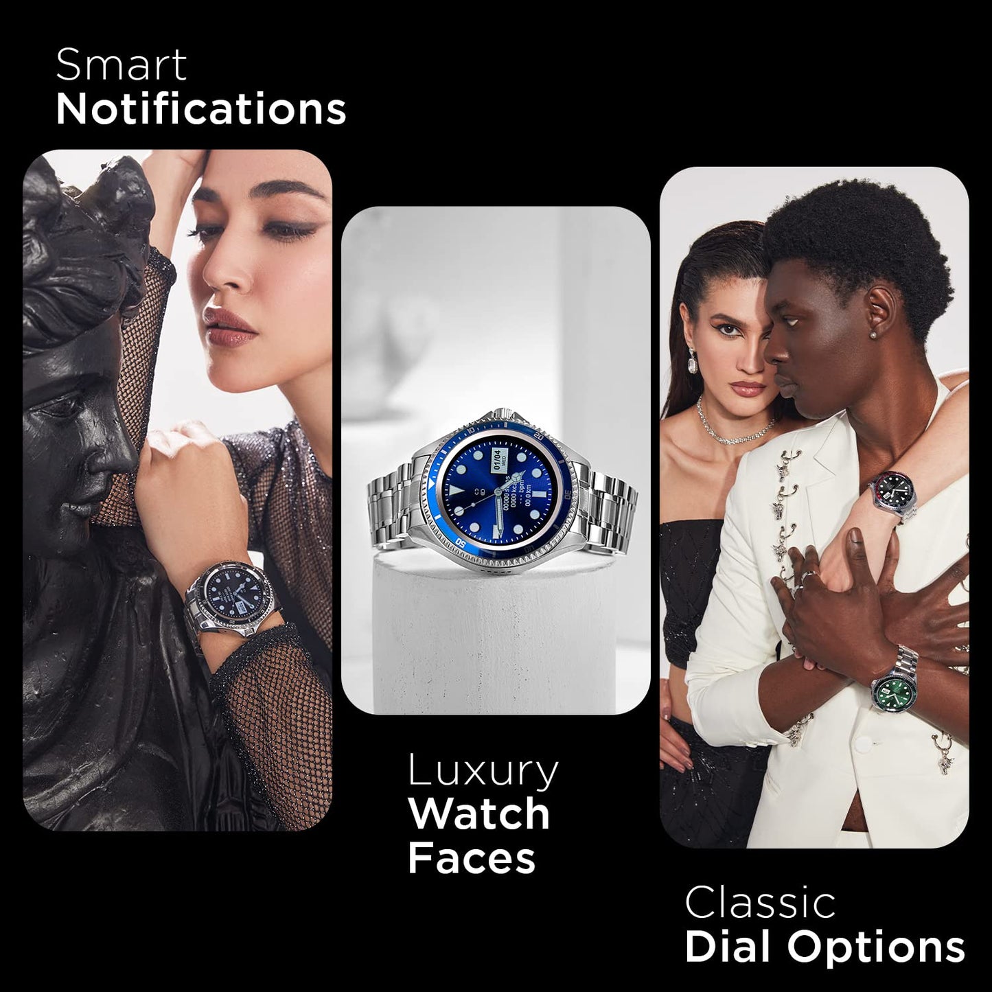 (Open Box) Fire-Boltt Quantum BSW088 Luxury & Sporty Stainless Steel Smartwatch, 1.28" Bluetooth Calling, 2 Looks in 1 Watch, High Resolution of 240 * 240 Px & TWS Connection