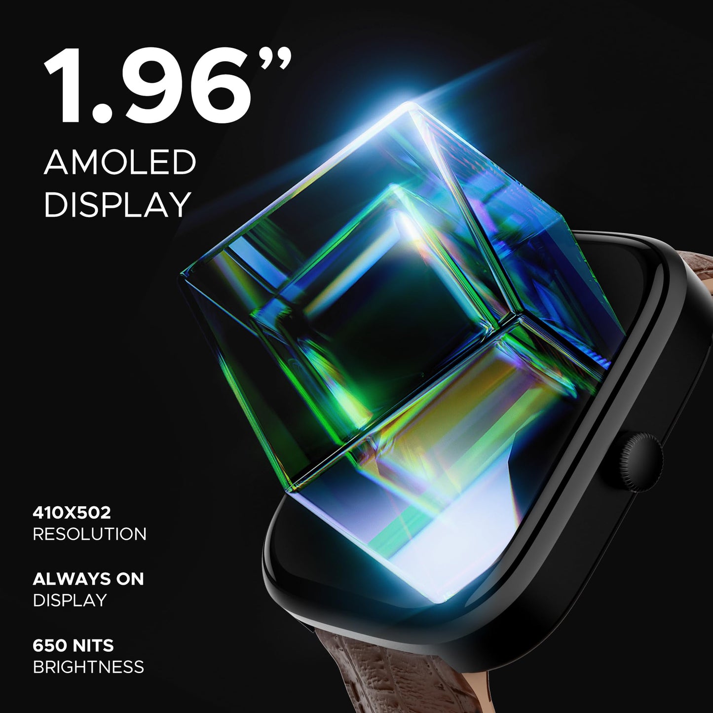 (Open Box) boAt Ultima Prism Smart Watch w/ 1.96" (4.9 cm) AMOLED Display, BT Calling, 700+ Activities, Always on Display, Female Wellness, IP67 Dust, Sweat & Splash Resistance, HR & SpO2(Steel Black)
