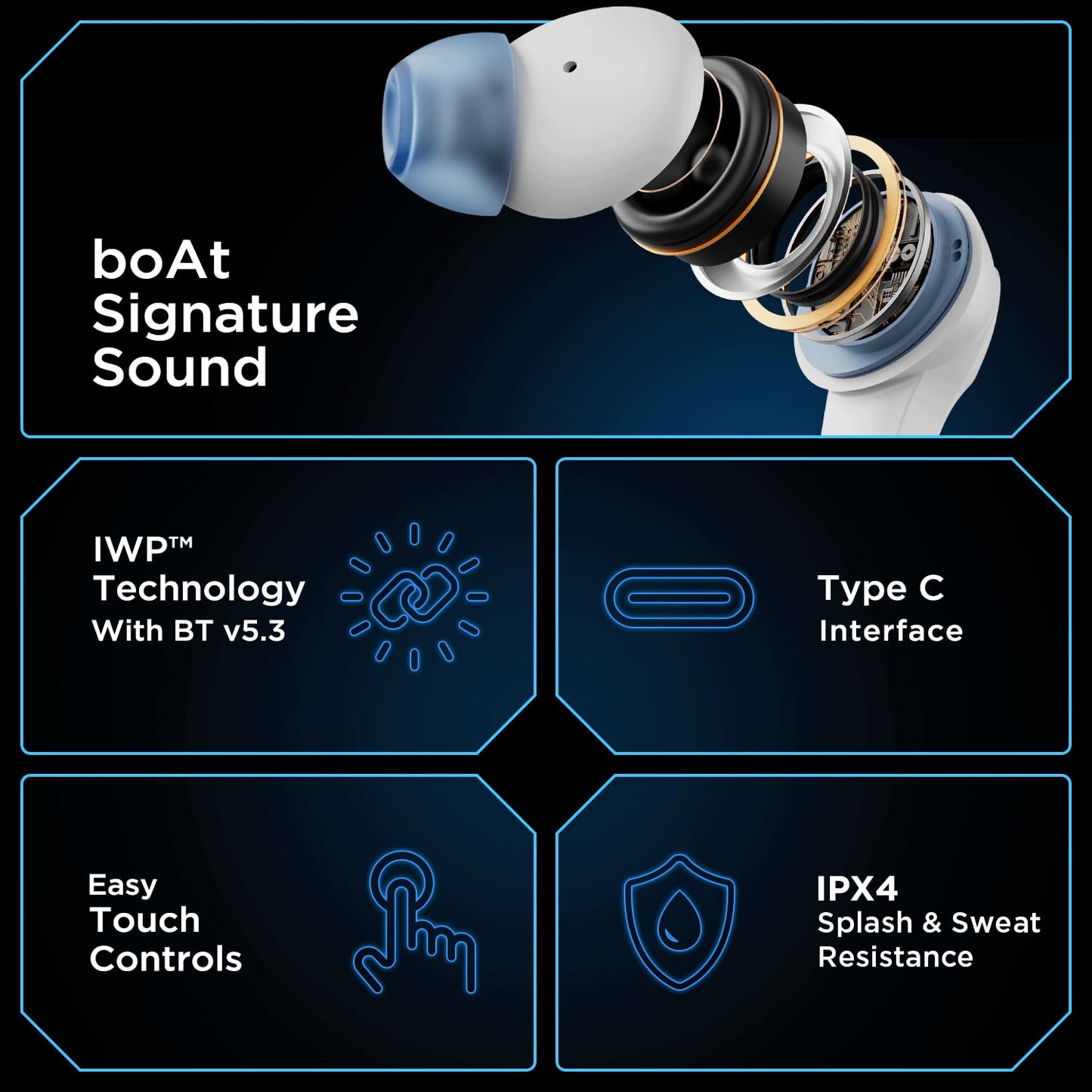 (Open Bpx) boAt Immortal 131 Bluetooth in Ear Earbuds (White Sabre)