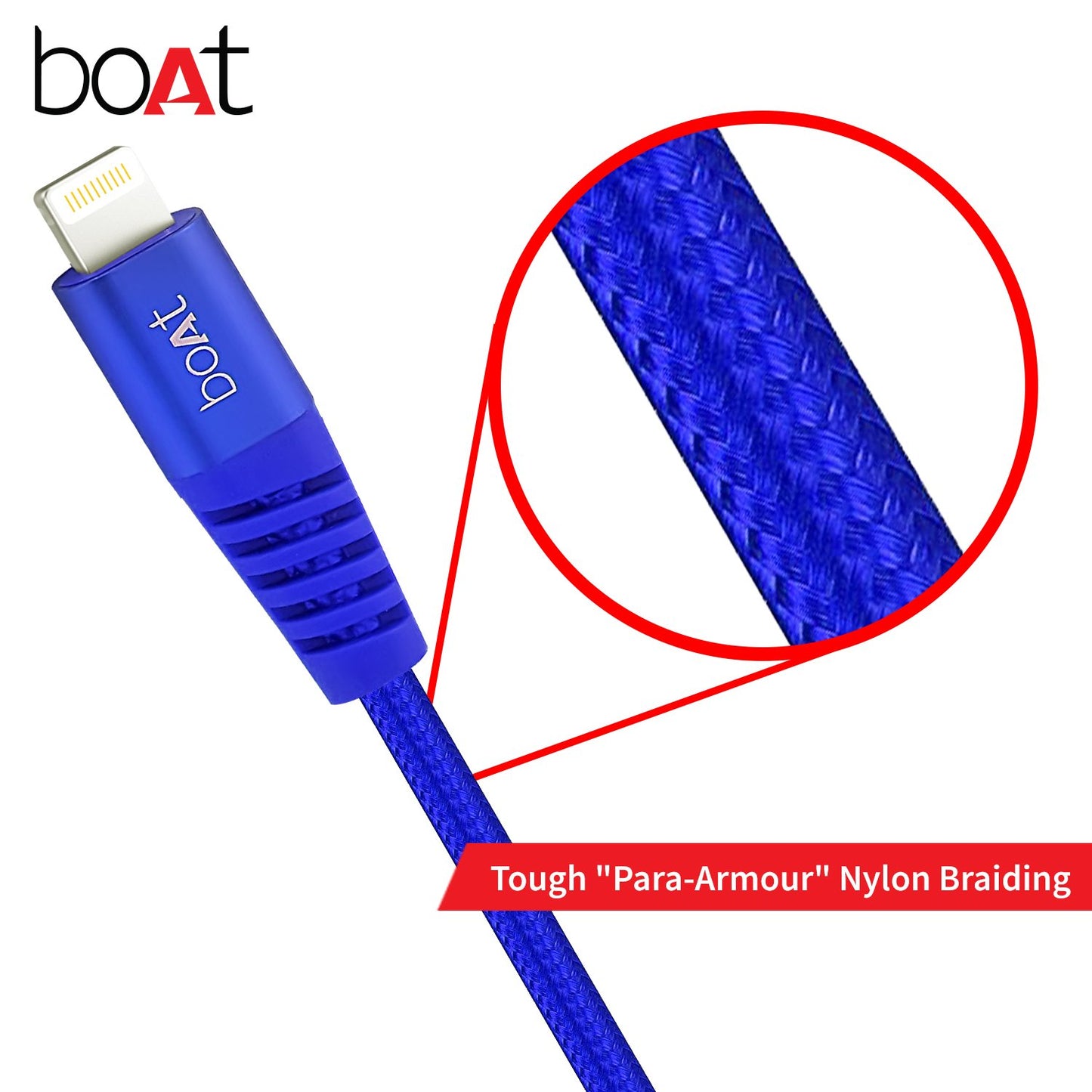 (Open Box) boAt para-Armour Lightning Cable MFI Certified - 1.5m (Blue)