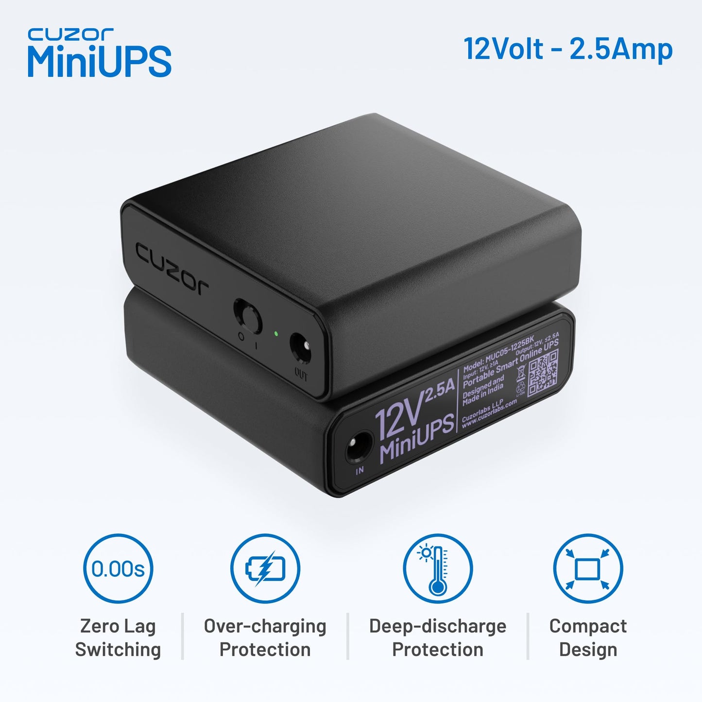 (Open Box)Cuzor Mini UPS for 12V WiFi Router | Backup up to 5 Hours | 2x2900 mAh Battery | Power Backup for WiFi Router | ups for uninterrupted Wi-Fi| Portable UPS | WiFi ups