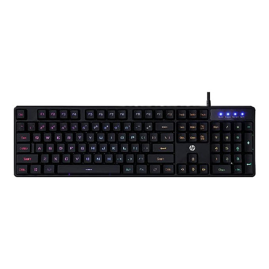 (Open Box) HP K300 Backlit Membrane Wired Gaming Keyboard with Mixed Color Lighting, 4 LED Indicators, Matte Finish Double Injection Key Caps and Windows Lock Key / 3 Years Warranty(4QM95AA)