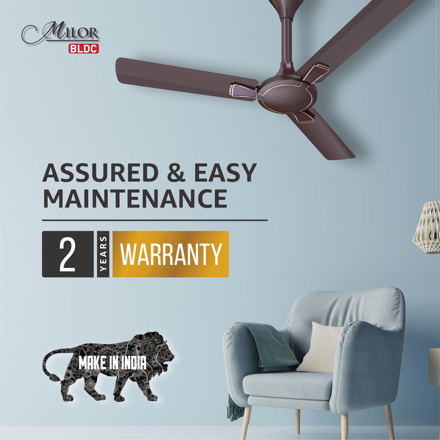 Havells 1200mm Milor BLDC Motor Ceiling Fan | 5 Star with RF Remote, 100% Copper, High Air Delivery | Upto 57% Energy Saving, ECO Active Technology, Flexible Timer Setting |