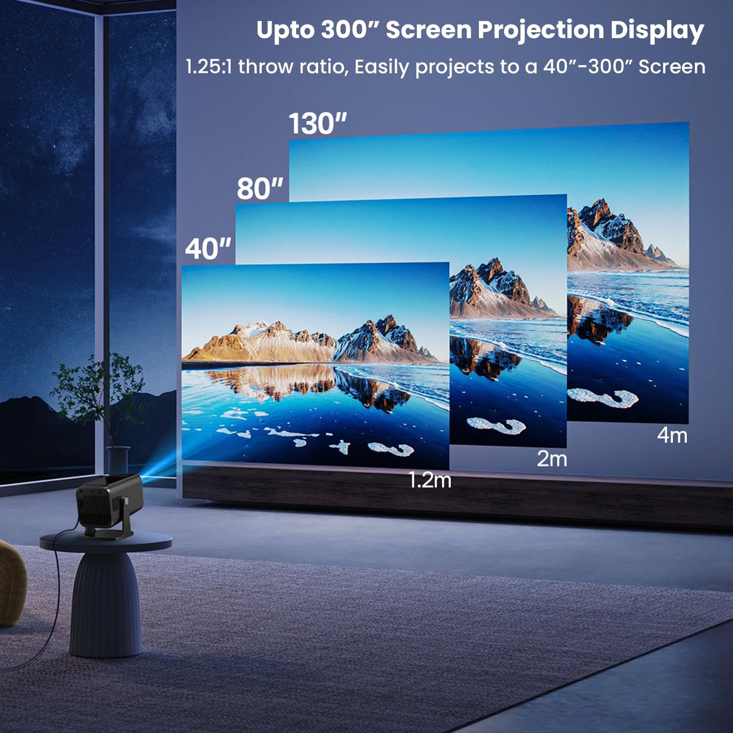 (Open Box) WZATCO Yuva Plus (Upgraded) Native 1080P Full HD Projector with 4K Support, 11700 Lumens, 250" Screen | 5 Watt HiFi Speaker, Bluetooth 5.1 | Slide Lens Door, White