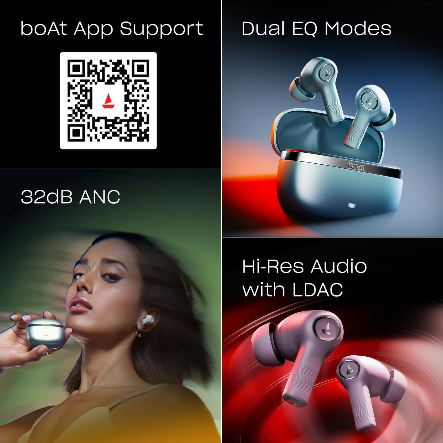 (Open Box) boAt Nirvana Ion ANC 120HRS Battery, Crystal Bionic Sound w/Dual EQ Modes, 4Mics ENx, App Support, Low Latency, IPX4, v.5.2 Bluetooth TWS in Ear Earbuds Wireless Earphones with mic