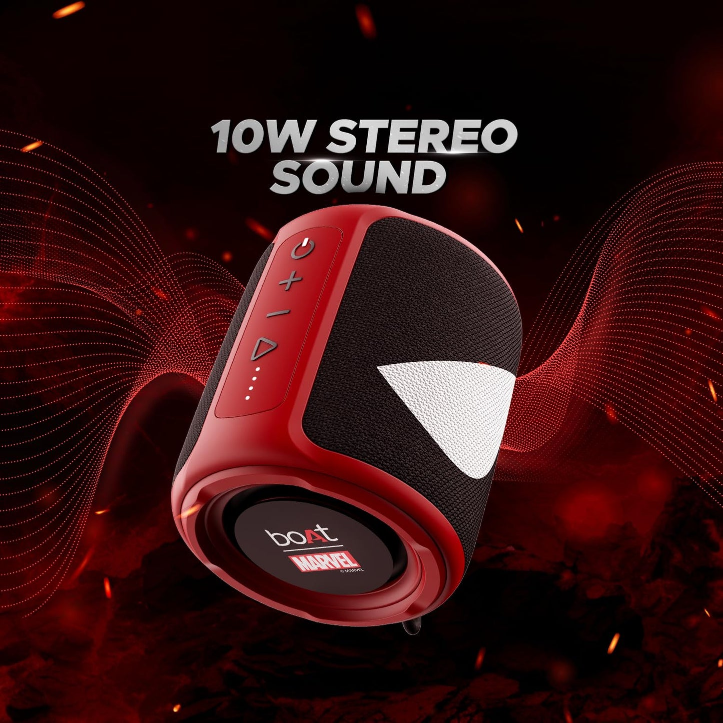 (Open Box) boAt Stone 352 Bluetooth Speaker with 10W RMS Stereo Sound, TWS Feature, Up to 12H Total Playtime, Multi-Compatibility Modes and Type-C Charging(Assassin Red-Deadpool Edition)