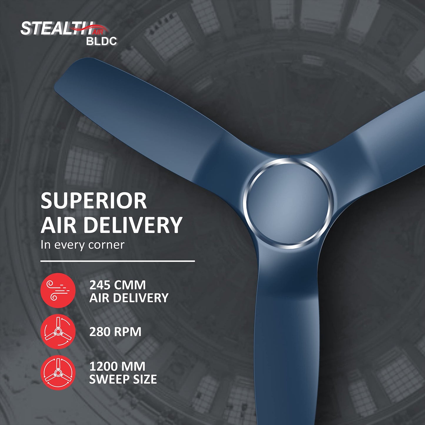 Havells 1200mm Stealth Air BLDC Motor Ceiling Fan | Remote Controlled, High Air Delivery Fan | 5 Star Rated, Upto 60% Energy Saving, 2 Year Brand Warranty | (Pack of 1, Pearl White)