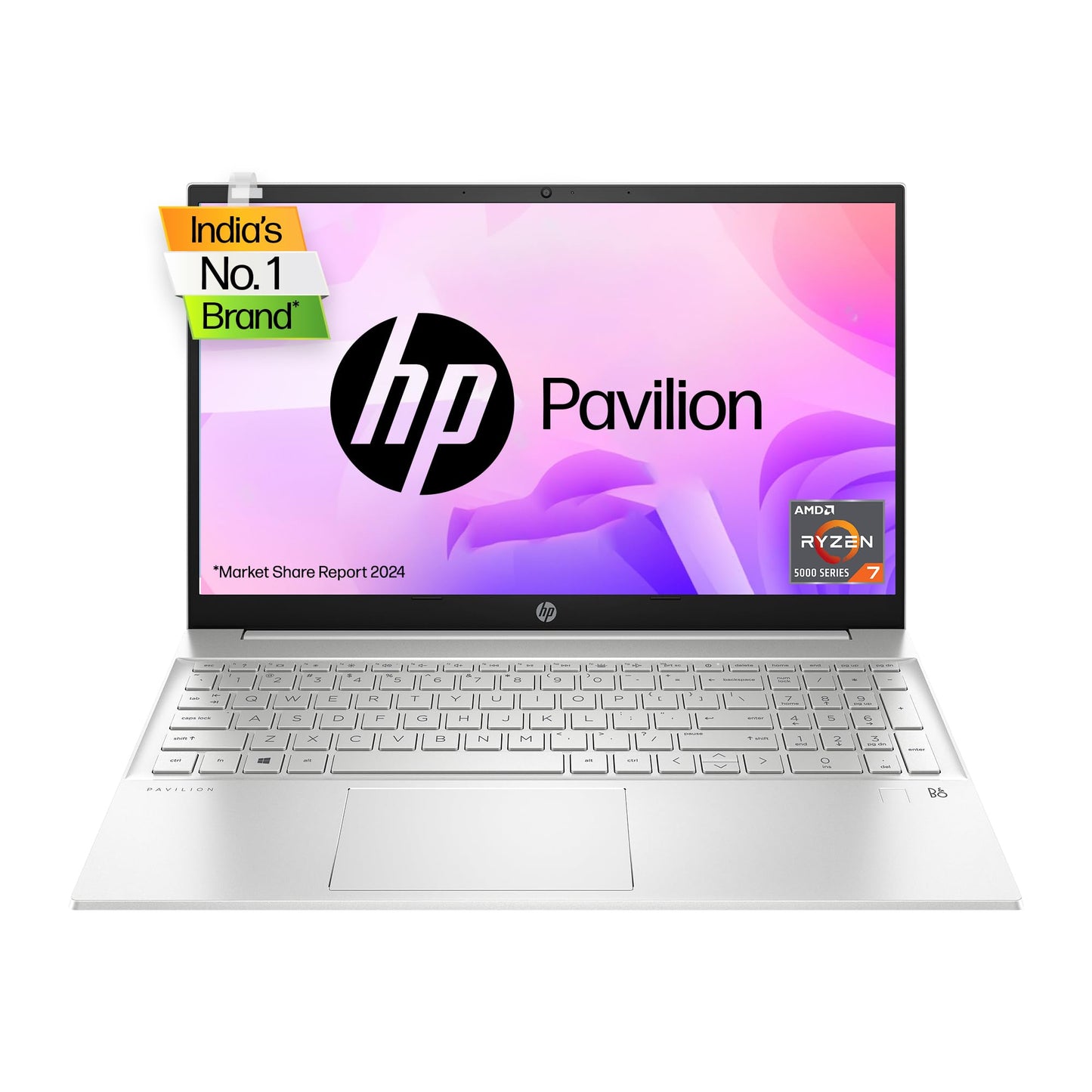 (BRAND REFURBISHED)HP Pavilion 15, AMD Ryzen 5 5500U, 15.6-inch (39.6 cm), FHD, 16GB DDR4, 1TB SSD, AMD Radeon graphics, FPR, 720p HD camera, Backlit KB, Audio by B&O (Win 11, MSO 2021, Silver, 1.75 kg), eh1047AU