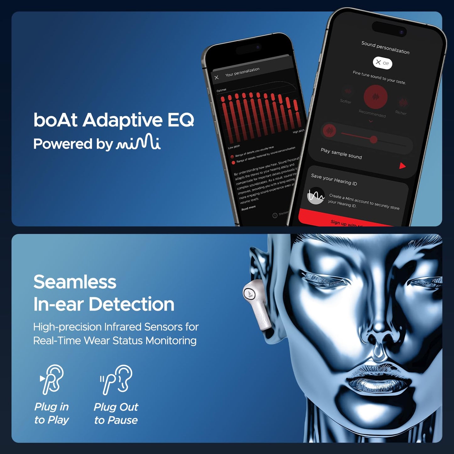 (Open Box) boAt Nirvana Ion ANC 120HRS Battery, Crystal Bionic Sound w/Dual EQ Modes, 4Mics ENx, App Support, Low Latency, IPX4, v.5.2 Bluetooth TWS in Ear Earbuds Wireless Earphones with mic