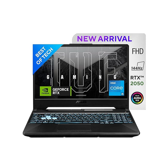 (Brand Refurbished) ASUS TUF F15 Gaming Laptop, Intel Core i5-11400H 11th Gen, 15.6-inch (39.62 cm) FHD 144Hz,(16GB RAM/512GB SSD/4GB NVIDIA GeForce RTX 2050/Windows 11/ RGB Backlit KB/Black/2.30 kg), FX506HF-HN025WS