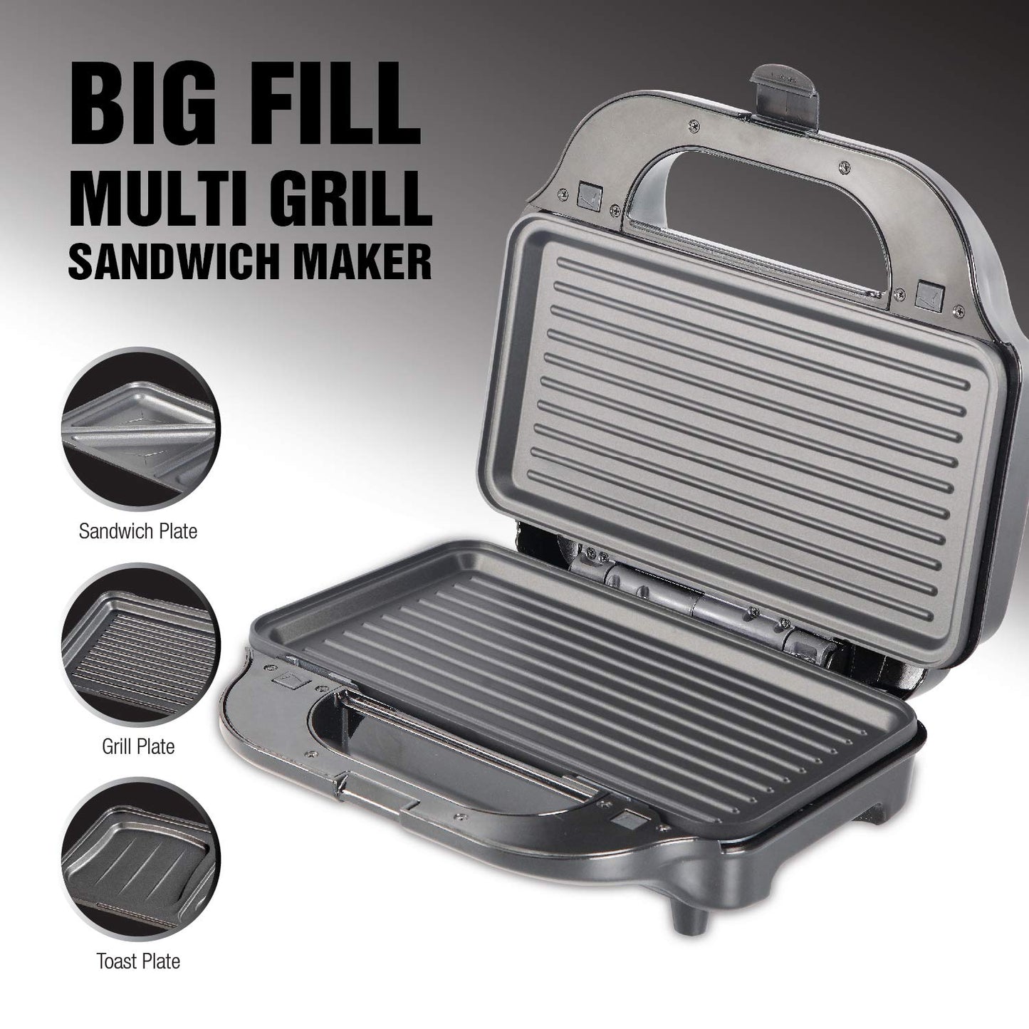 Havells Big Fill Multi Grill 900 watt Sandwich Maker (Black) (GHCSTDKK090)