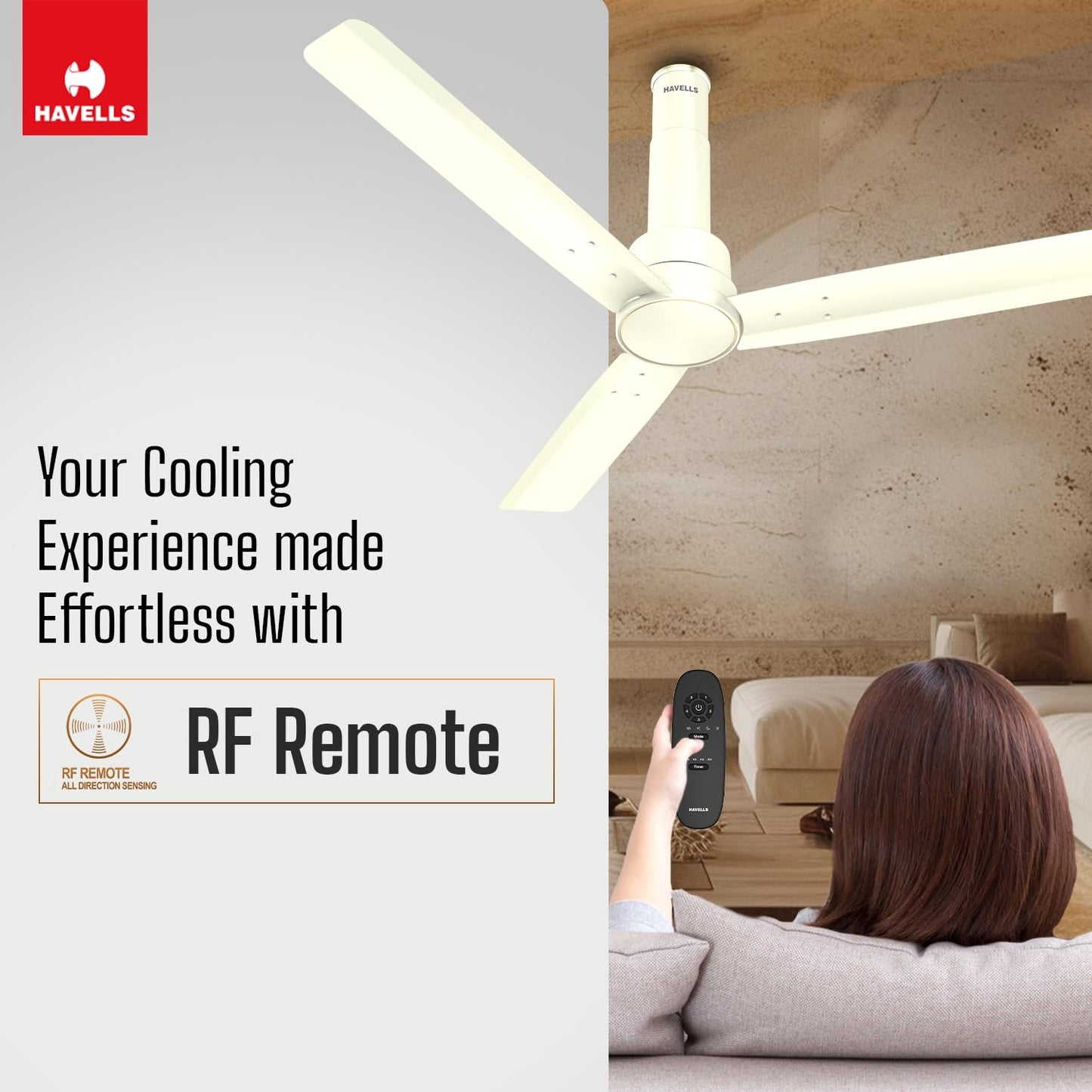 Havells 1200mm Elio BLDC Ceiling Fan | Remote Controlled, High Air Delivery Fan | 5 Star Rated, Upto 60% Energy Saving, 2+1* Year Warranty | (Pack of 1, Smoke Brown)