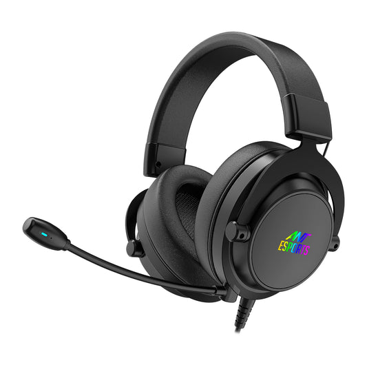(Open Box) Ant Esports H800 Wired Gaming Headset - 7.1 Surround Sound - 50MM Audio Drivers in Memory Foam Ear Pads with Leatherette Cover- Multi Platforms Headphone - USB Powered for PC/PS4/NS
