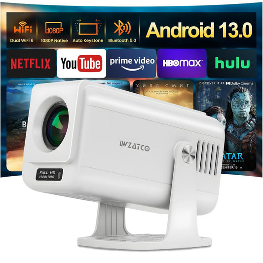 (Open Box) WZATCO Yuva Plus (Upgraded) Native 1080P Full HD Projector with 4K Support, 11700 Lumens, 250" Screen | 5 Watt HiFi Speaker, Bluetooth 5.1 | Slide Lens Door, White