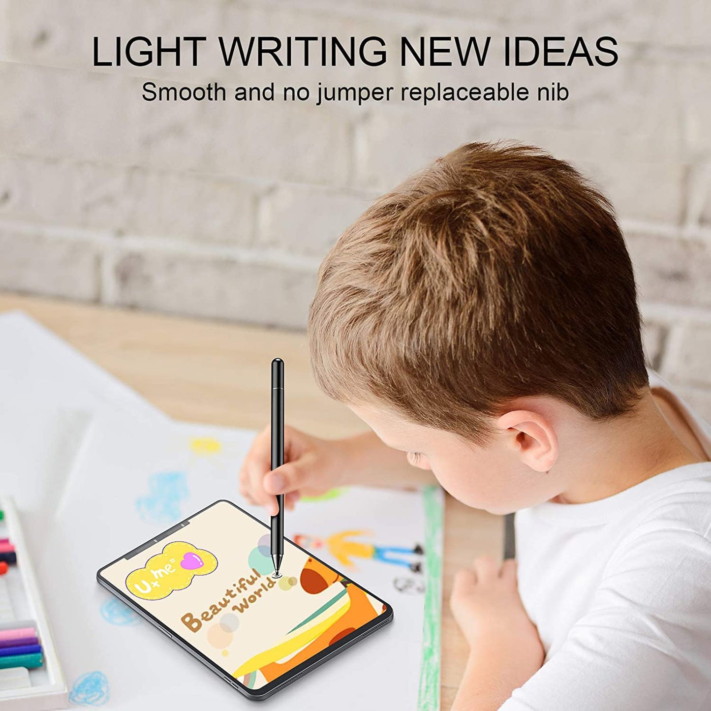 Dyazo Aluminium Fine Point Stylus Pen with Spare Disk for Touch Screens Devices, Compatible with iPad/iPhone/X/XR, Amazon Kindle and All Android/iOS Smart Phones and Tablets (White)