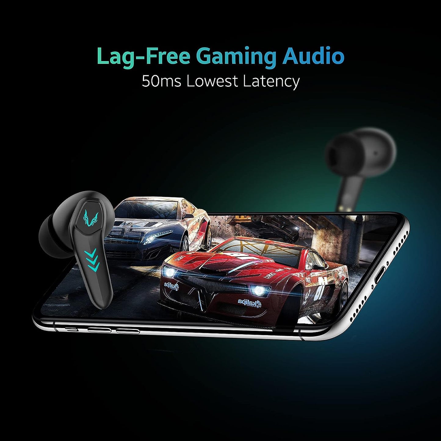 (Without Box) TAGG Rogue 100Gt Bluetooth Truly Wireless Gaming in Ear Earbuds with 50Ms Low Latency for Better Gaming 20Hrs Playtime with Mic with Enc for Best Calling Made for Comfort Gaming