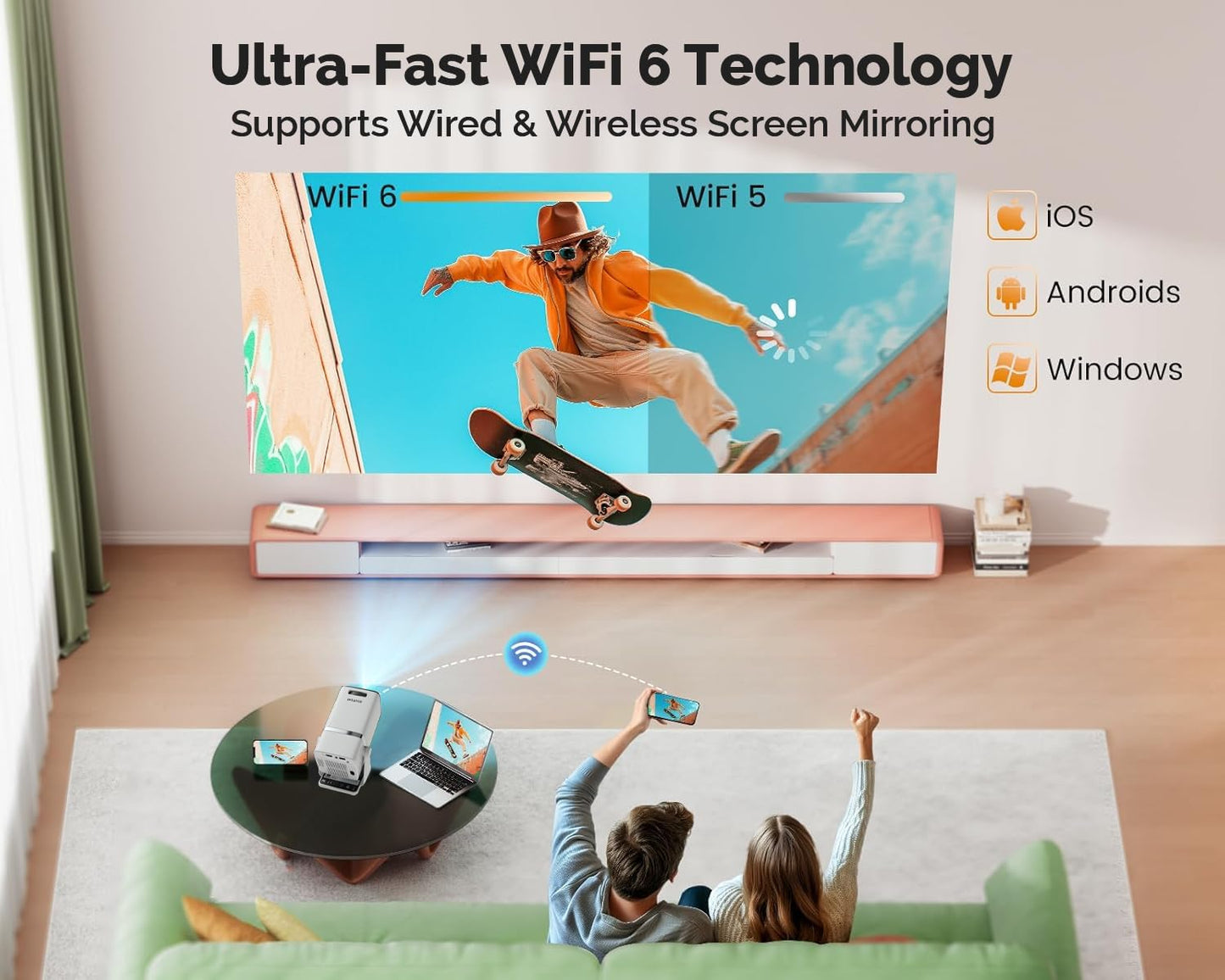 (Open Box) WZATCO Yuva Plus (Upgraded) Native 1080P Full HD Projector with 4K Support, 11700 Lumens, 250" Screen | 5 Watt HiFi Speaker, Bluetooth 5.1 | Slide Lens Door, White