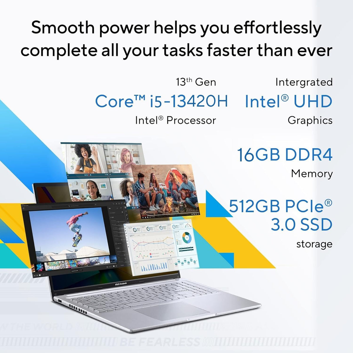 (Brand Refurbished) ASUS Vivobook 16, Intel Core i5-13420H Processor,(16GB RAM/512GB SSD/16 FHD+ (1920 x 1200)/Win 11/Silver/1.88 kg),X1605VA-MB1627WS