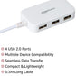 (Open Box) Amazon Basics 4 Port USB 2.0 Hub, 0.3M Length, 37.5 Grams White