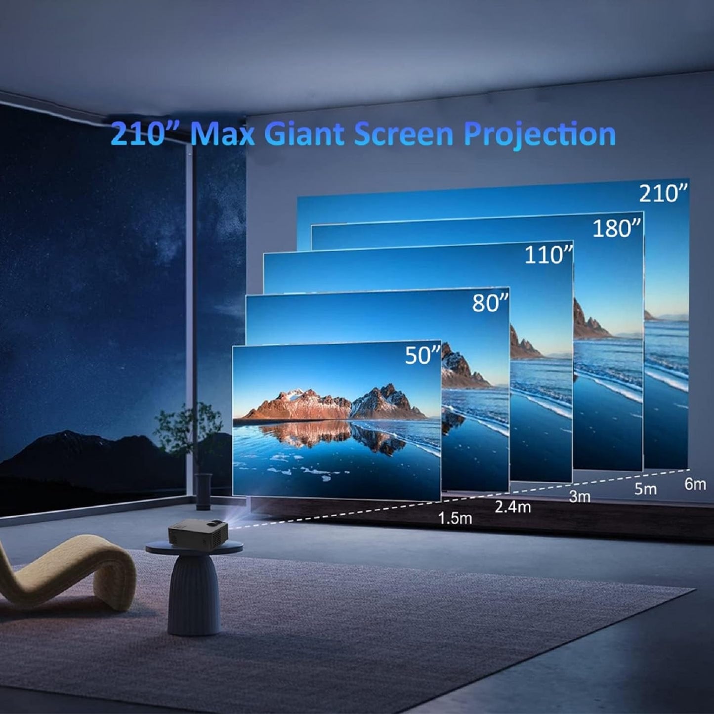 (Open Box) Egate K9 Pro-Max Android FHD 1080p LED Projector,