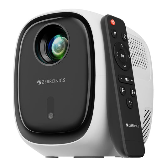 (Open Box) ZEBRONICS PIXAPLAY 53, Smart Vertical Projector, 3500 Lumens, 4K Support, 120 Inch Screen Size, Auto Focus, Auto Keystone, Bluetooth, HDMI, USB, WiFi, 1080p Support, APP Support, Miracast