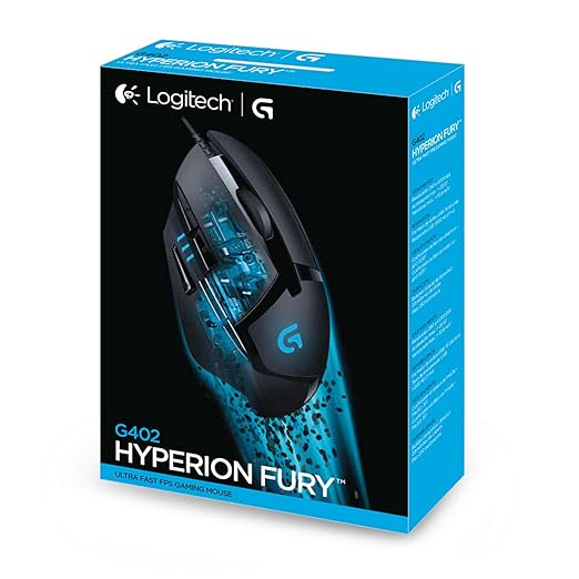 (Open Box) Logitech G402 Hyperion Fury USB Wired Gaming Mouse, 4,000 DPI, Lightweight, 8 Programmable Buttons, Compatible for PC/Mac - Black