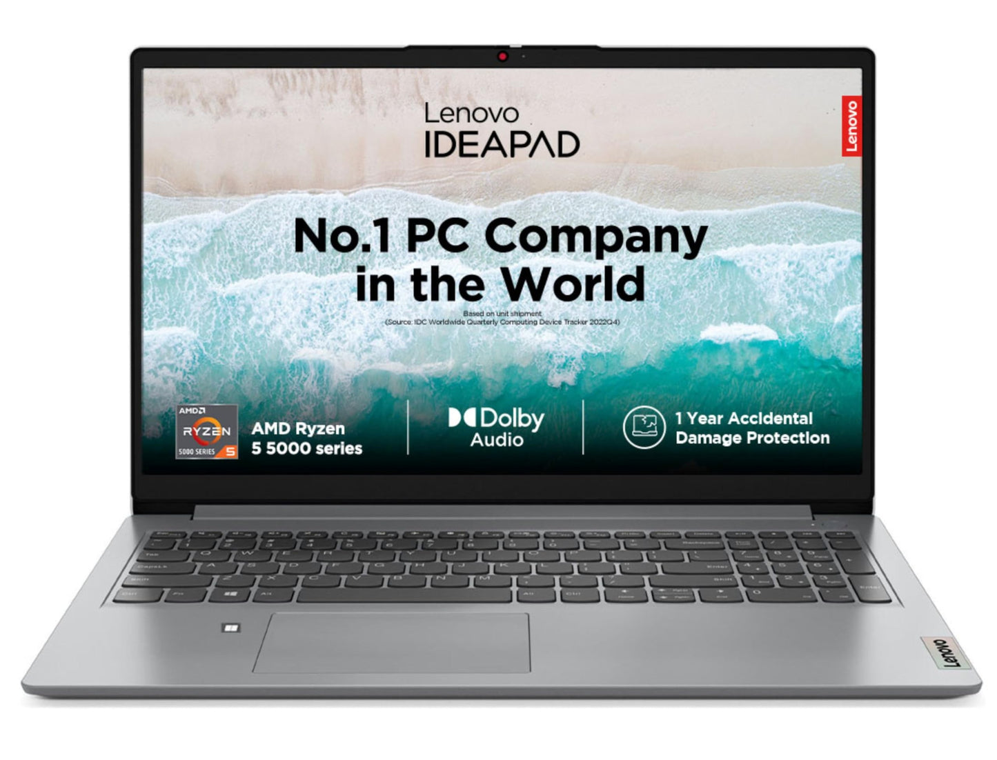 (BRAND REFURBISHED)Lenovo IdeaPad Slim 1 AMD Ryzen 5 5500U 15.6" HD Thin and Light Laptop (16GB/512GB SSD/Windows 11 Home/MS Office 2021/1Yr ADP Free/Cloud Grey/1.61Kg), 82R400ERIN