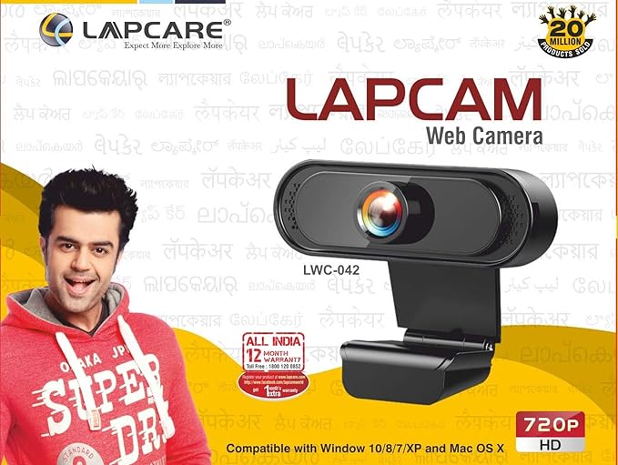 (Open Box) Lapcare Lapcam HD 720M P, Noise Isolated Microphone with Computer HD stremaing Web cam for Desktop & Laptop with mic with Wide Angle Lens & Large Sensor for Superior Low Light, Optical (Black)