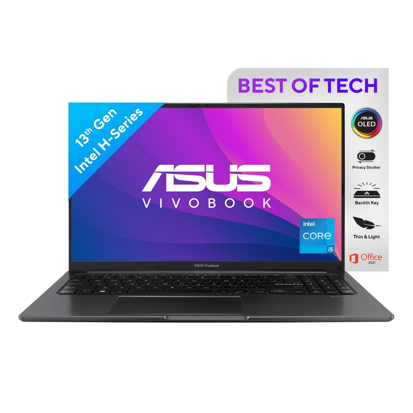 (Brand Refurbished)ASUS Vivobook S 15 OLED (2023), Intel Core EVO i5-13500H 13th Gen, 15.6" (39.62 cm) 2.8K 120Hz OLED, Thin & Light Laptop (16GB/512GB SSD/Windows 11/Office 2021/75WHr/Silver/1.7 kg) S5504VA-MA543WS