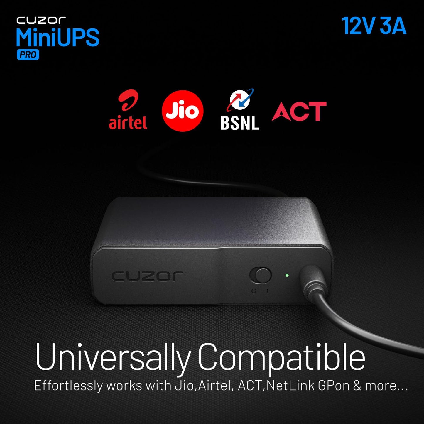 (Open Box)Cuzor Mini UPS for 12V WiFi Router | Backup up to 5 Hours | 2x2900 mAh Battery | Power Backup for WiFi Router | ups for uninterrupted Wi-Fi| Portable UPS | WiFi ups